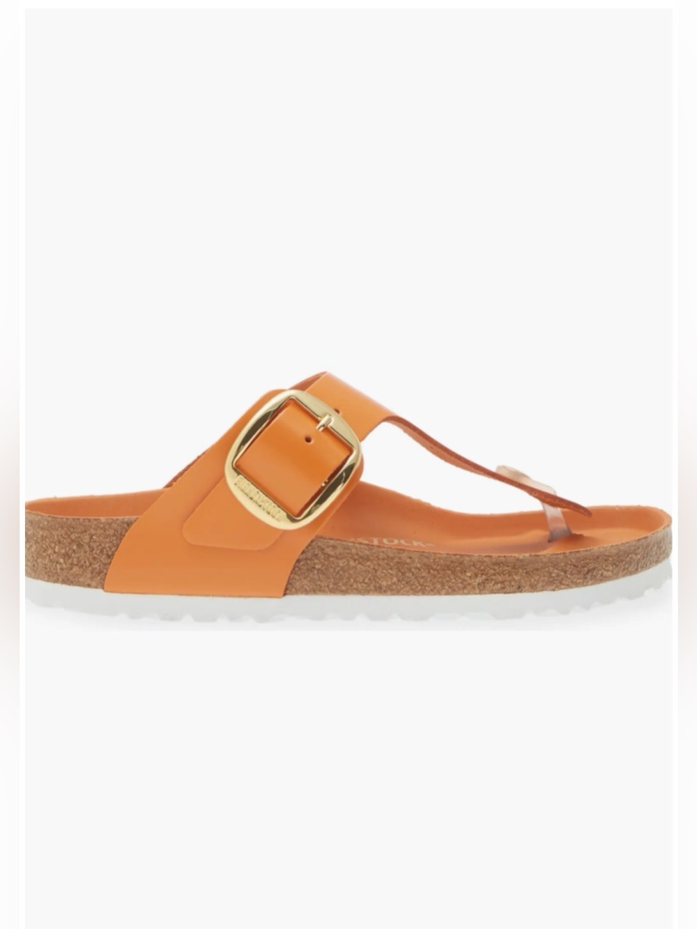 Birkenstock Orange Thong Sandal with Gold Buckle - Picture 2 of 12
